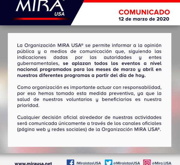 COMUNICADO OFICIAL MIRA USA®