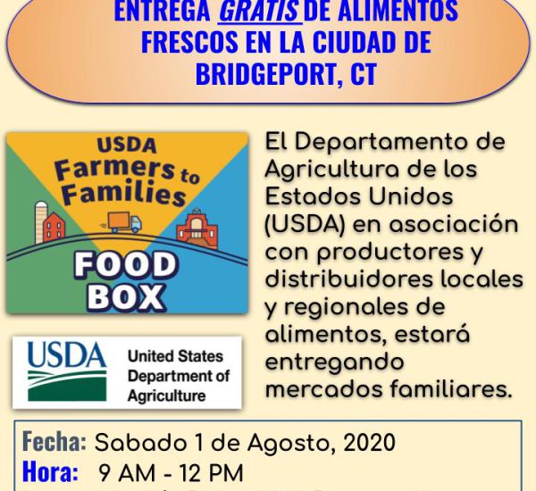 Entrega gratis de alimentos frescos en la ciudad de Bridgeport, CT – 1 de Agosto 9AM a 12 PM