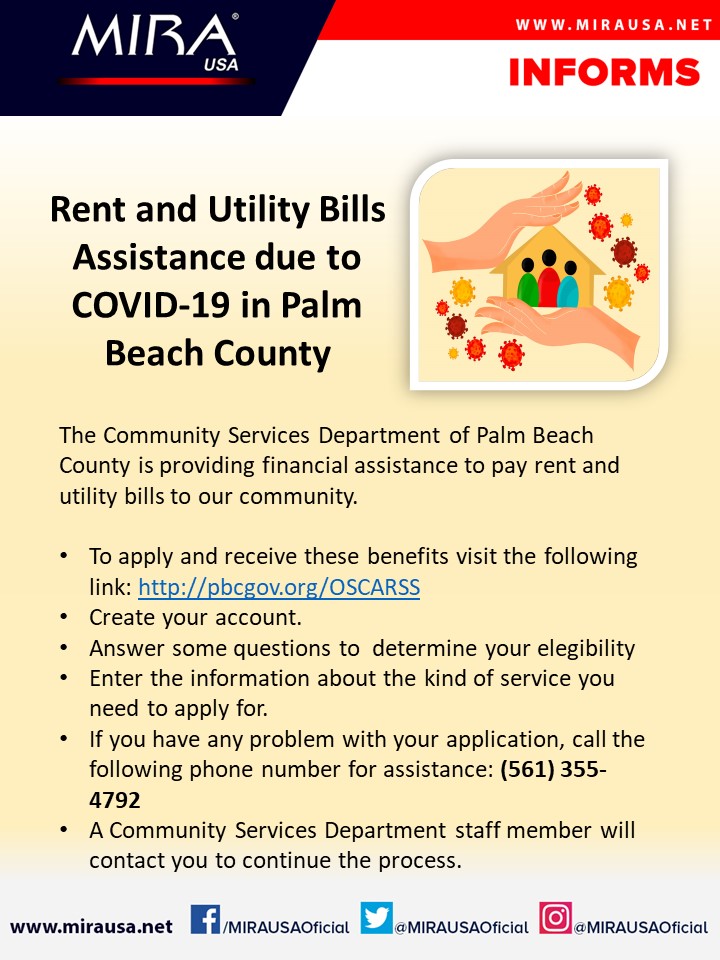 MIRA USA Informs: Do you need assistance to pay your rent or utility bills in #PalmBeach?